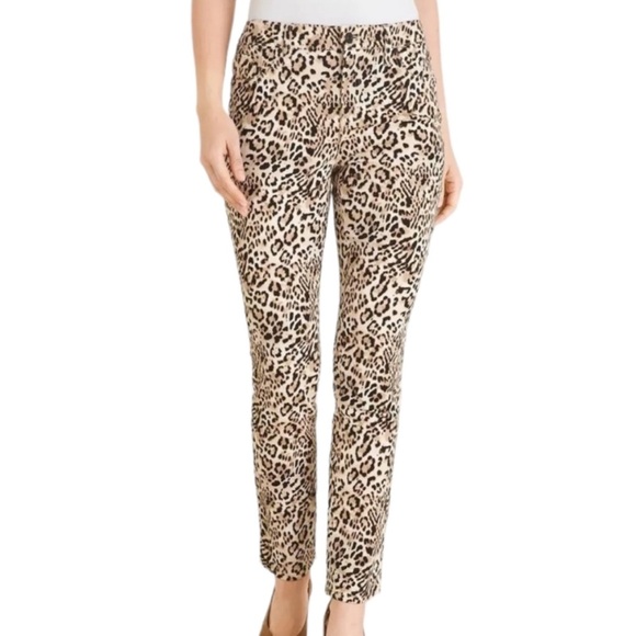 Chico's So Slimming Girlfriend Slim Leg Ankle Jeans Leopard Print - Picture 2 of 9